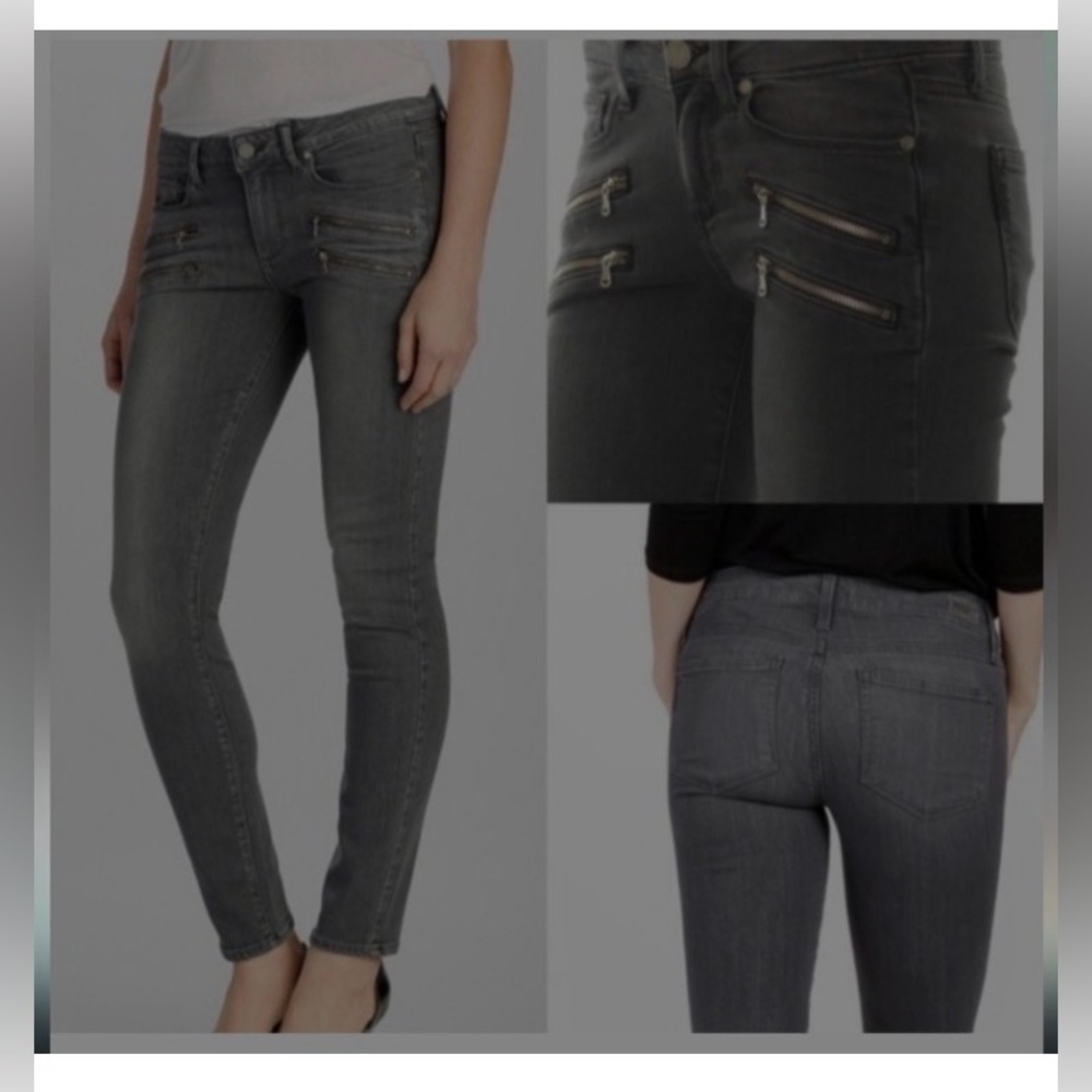 Paige Edgemont City Fog Silk Coating Gray Skinny Jeans